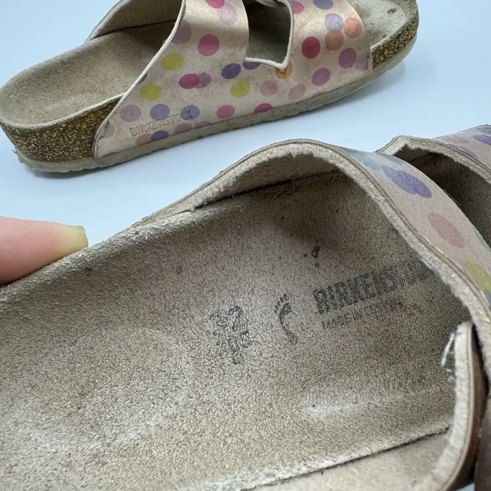 Birkenstock Arizona Kids Sandals in Electric Metallic Copper Dots Size 32